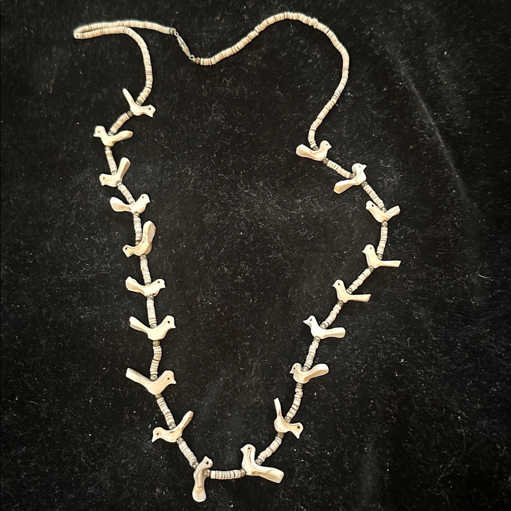 Fetish Bird Shaped Beaded Necklace 26”